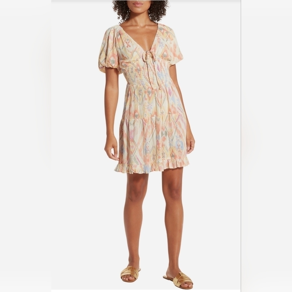 Wishlist Women's Short Sleeve Floral Mini Dress, Orange Print, SMALL
